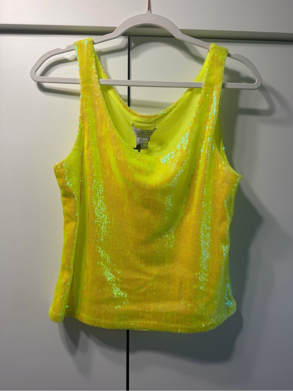 Rachel Zoe Neon Yellow Sequin Tank